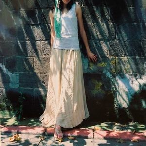 Linen patchwork maxi skirt bohemian